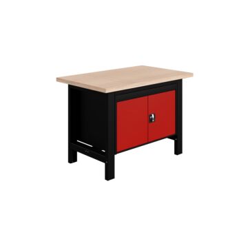 Établi avec coffres suspendus