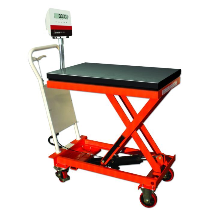 Table élévatrice avec système de pesage