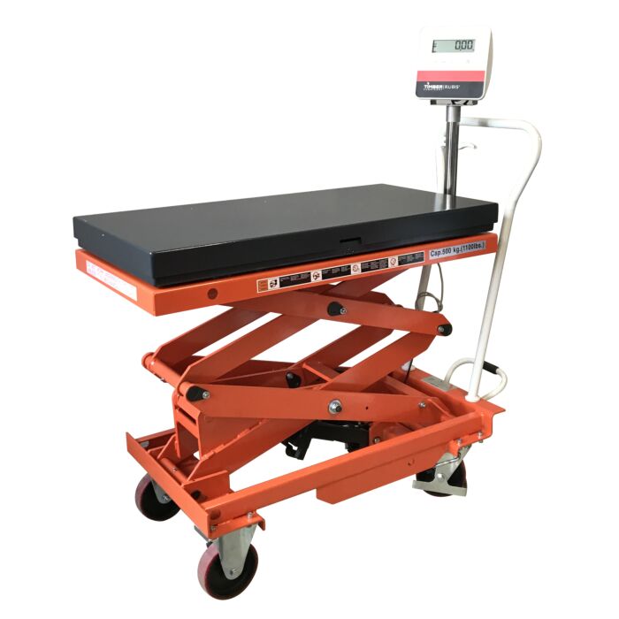 Table élévatrice avec système de pesage