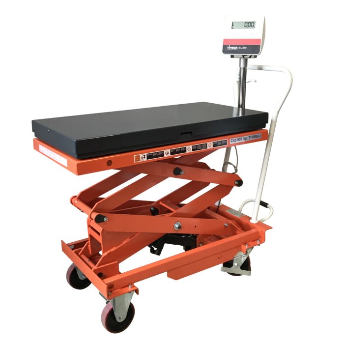 Table élévatrice avec système de pesage