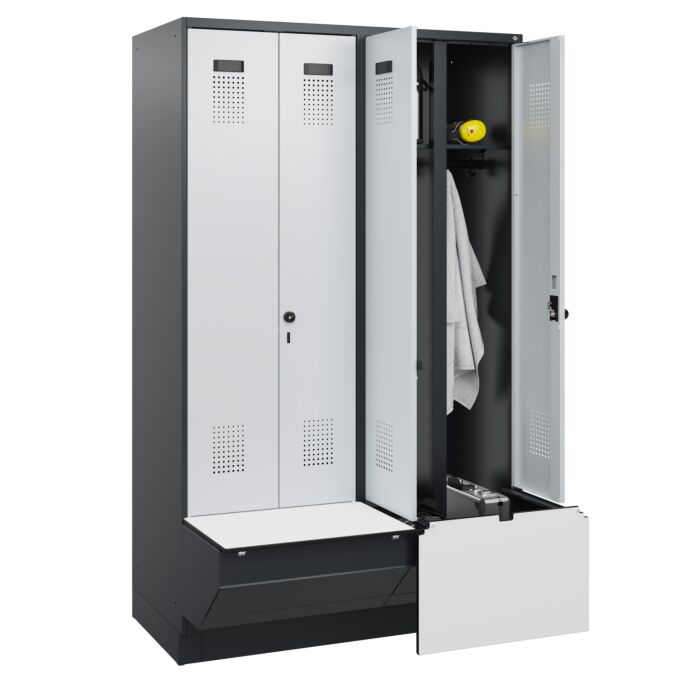 Armoire vestiaire Evolo PLUS avec coffre de rangement prémonté