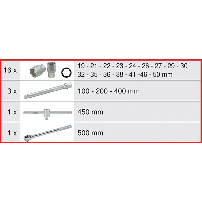Coffret de douilles 3/4'' - 21 pièces